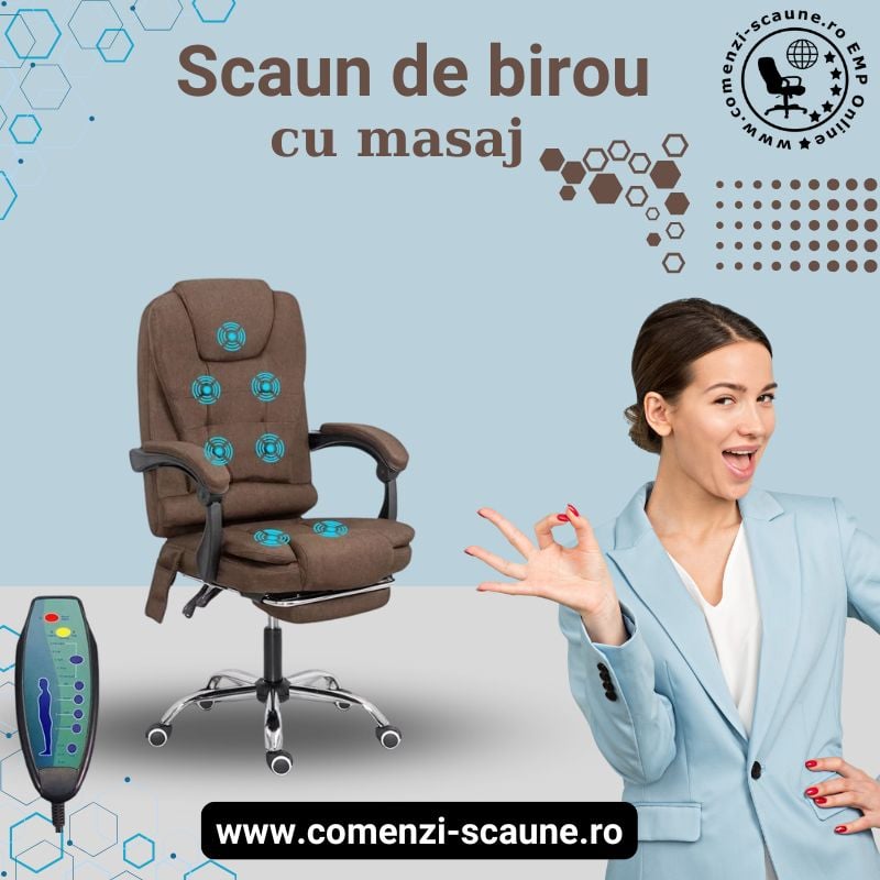 Scaune de birou cu masaj OFF418 M maro interior